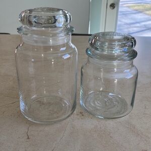 Set of Two Clear Glass Storage Jars with silicone seal lids